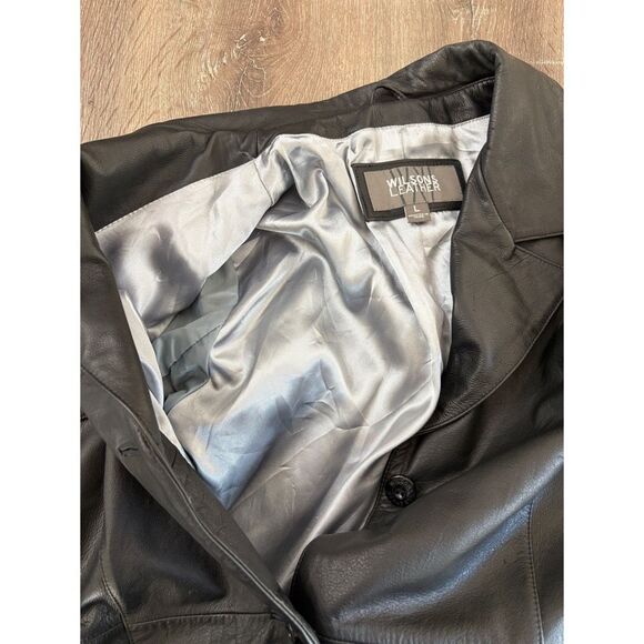 wilson's leather y2k vintage  black leather jacket coat - Picture 9 of 10